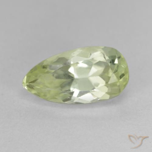 5.15ct Natural Amarillo verdoso claro Hiddenita, En forma de pera, VS-SI