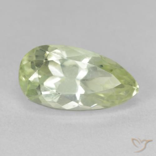 Hiddenite Amarillo verdoso claro natural de 5.15 ct, En forma de pera, VS-SI