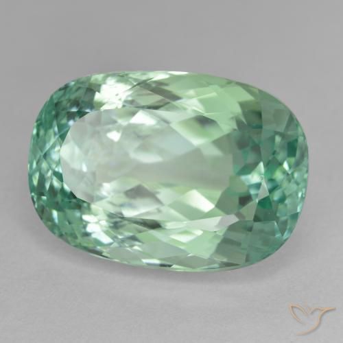 Hiddenite Verde azulado natural de 23.63 ct, Forma Cojín, VS-SI