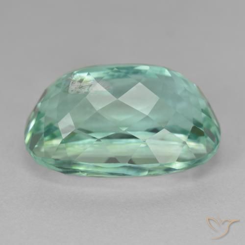 Hiddenite Verde azulado natural de 23.63 ct, Forma Cojín, VS-SI
