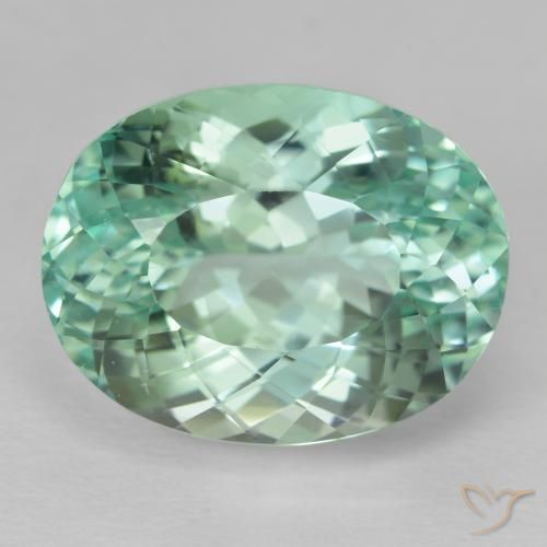 30.58ct Natural Verde azulado claro Hiddenita, Ovalada, VVS-VS