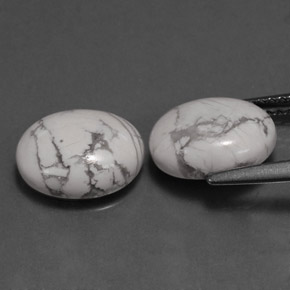 Gemas de howlita blanco natural de  ct, corte óvalo, opaco