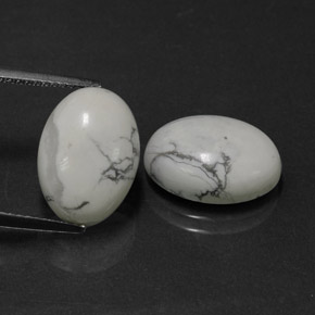 Gemas de howlita blanco natural de  ct, corte óvalo, opaco