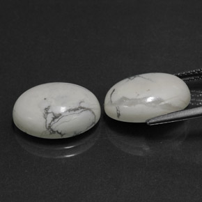 Gemas de howlita blanco natural de  ct, corte óvalo, opaco
