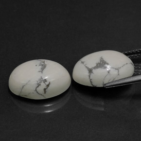 Gemas de howlita blanco natural de  ct, corte óvalo, opaco