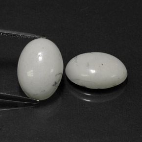 Gemas de howlita blanco natural de  ct, corte óvalo, opaco