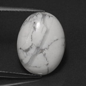 Howlita blanco natural de 7,54 ct, corte óvalo, opaco