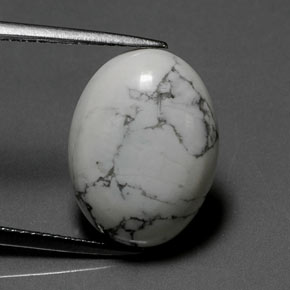 Howlita blanco natural de 7,88 ct, corte óvalo, opaco