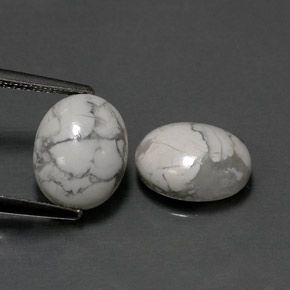 Gemas de howlita blanco natural de  ct, corte óvalo, opaco