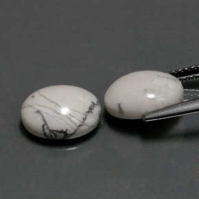 Gemas de howlita blanco natural de  ct, corte óvalo, opaco