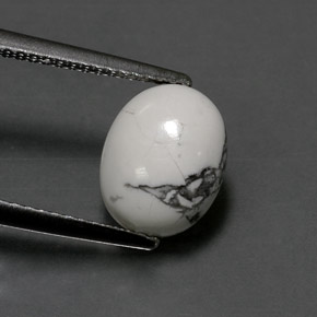 Howlita blanco natural de 2,60 ct, corte óvalo, opaco