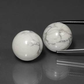 Gemas de howlita blanco natural de 45,57 ct, esfera / bola, opaco