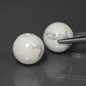 Gemas de howlita blanco natural de 45,57 ct, esfera / bola, opaco