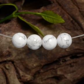 Gemas de howlita blanco natural de 14,22 ct, esfera / bola, opaco
