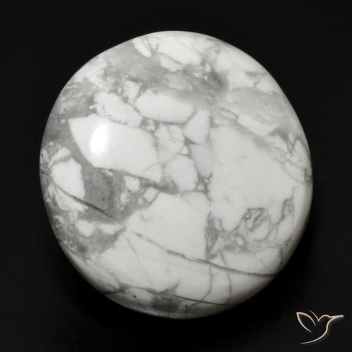 Howlita Blanco verdoso natural de 23.11 ct, Redondo, Opaco