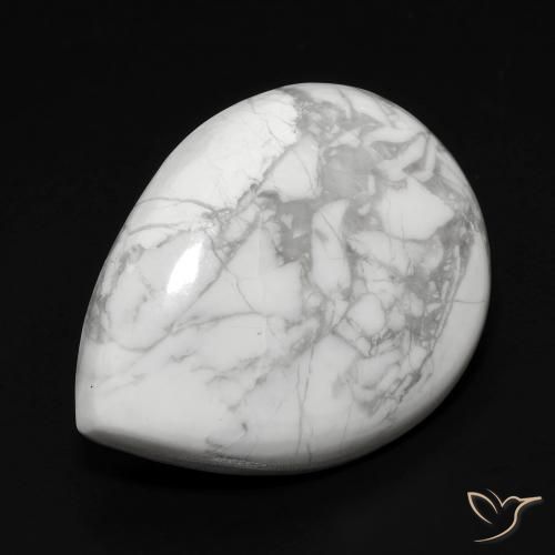 Howlita Blanco verdoso natural de 15.74 ct, En forma de pera, Opaco