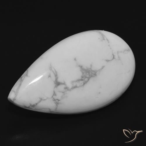 Howlita Blanco verdoso natural de 17.74 ct, En forma de pera, Opaco