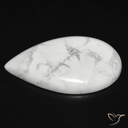 Howlita Blanco verdoso natural de 18.97 ct, En forma de pera, Opaco