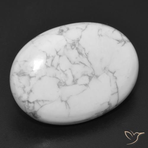 Howlita Blanco verdoso natural de 19.37 ct, Ovalada, Opaco