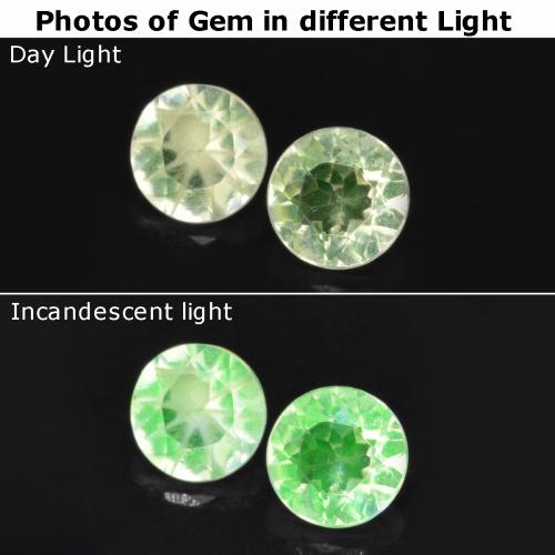 Gemas de ópalo hialita verde natural de 0,19 ct, corte redondo, translúcido