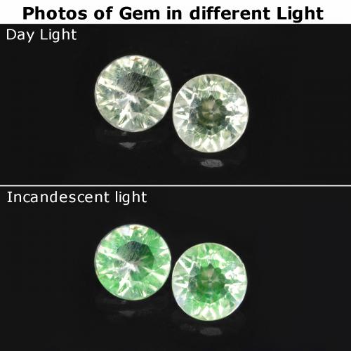 Gemas de ópalo hialita verde natural de 0,23 ct, corte redondo, transparente