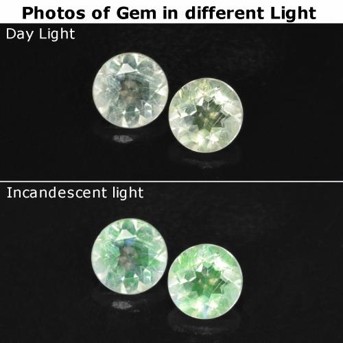 Gemas de ópalo hialita verde natural de 0,24 ct, corte redondo, transparente