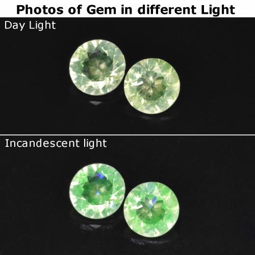 Gemas de ópalo hialita verde natural de 0,22 ct, corte redondo, transparente