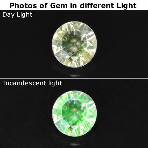 Ópalo hialita verde natural de 0,10 ct, corte redondo, transparente