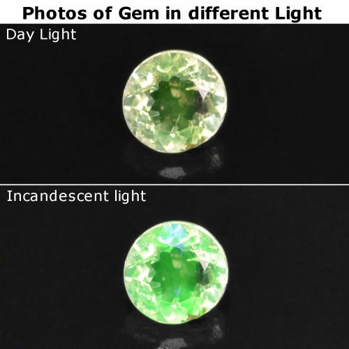 Ópalo hialita Verde claro natural de 0.09 ct, Corte Redondo, Translúcido