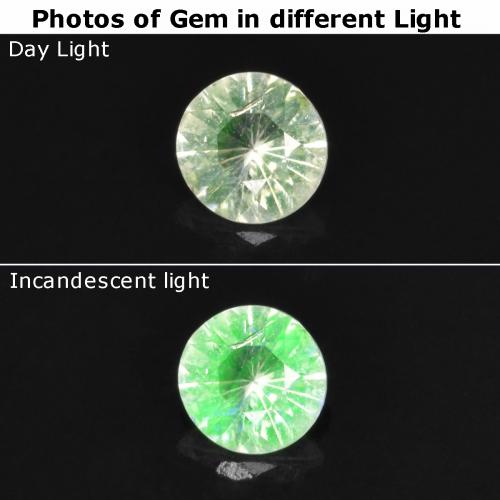 Ópalo hialita Verde claro natural de 0.09 ct, Corte Redondo, Transparente