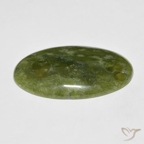 idocrasa Verde terroso natural de 38.90 ct, Ovalada, Opaco