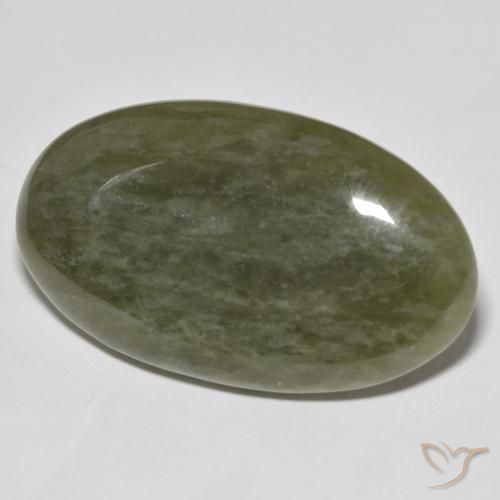 idocrasa Verde oscuro natural de 44.46 ct, Ovalada, Opaco