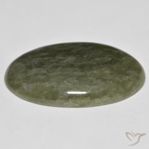 idocrasa Verde oscuro natural de 44.46 ct, Ovalada, Opaco