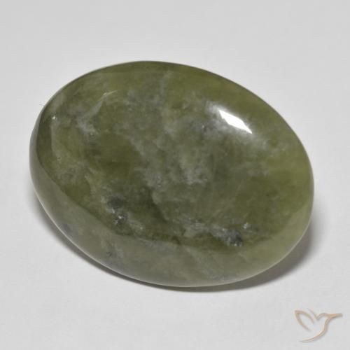 idocrasa Verde oscuro natural de 37.66 ct, Ovalada, Opaco