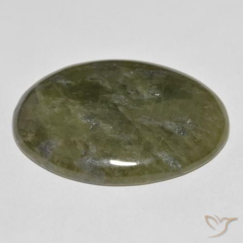 idocrasa Verde oscuro natural de 37.66 ct, Ovalada, Opaco