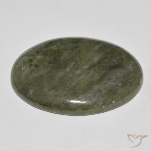 idocrasa Verde oscuro natural de 44.18 ct, Ovalada, Opaco