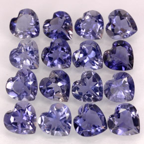 Gemas de iolita azul natural de  ct, forma de corazón, VVS-VS