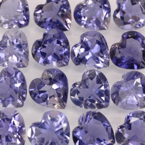 Gemas de iolita azul natural de  ct, forma de corazón, VVS-VS