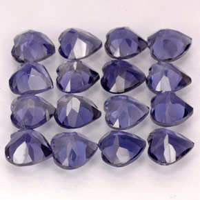 Gemas de iolita azul natural de  ct, forma de corazón, VVS-VS