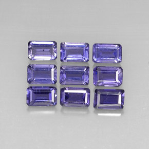 Gemas de iolita azul natural de  ct, corte esmeralda, VVS-VS