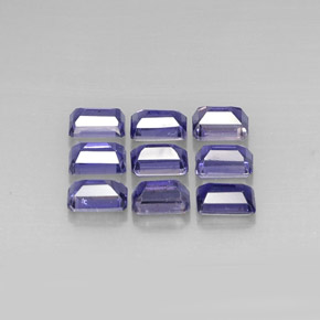 Gemas de iolita azul natural de  ct, corte esmeralda, VVS-VS