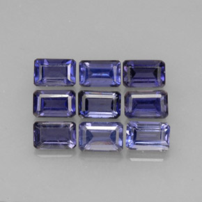 Gemas de iolita azul natural de  ct, corte esmeralda, VVS-VS