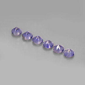 Gemas de iolita violeta natural de  ct, corte redondo, VS
