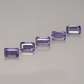 Gemas de iolita violeta natural de 1,34 ct, corte esmeralda, VVS-VS