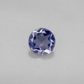Iolita azul natural de 0,39 ct, corte redondo, VS