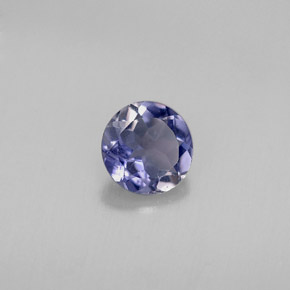 Iolita azul natural de 0,39 ct, corte redondo, VS