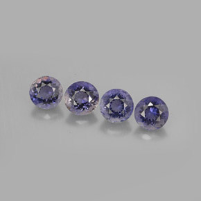 Gemas de iolita azul natural de  ct, corte redondo, VVS-VS