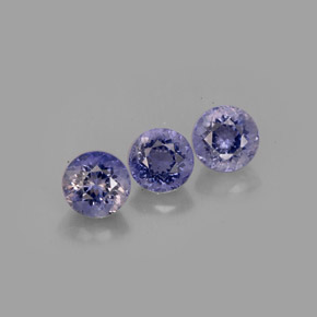 Gemas de iolita azul natural de  ct, corte redondo, VS