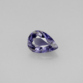 Iolita violeta natural de 0,61 ct, en forma de pera, VS