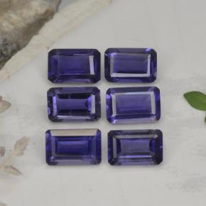 Gemas de iolita azul natural de 2,88 ct, corte esmeralda, VS
